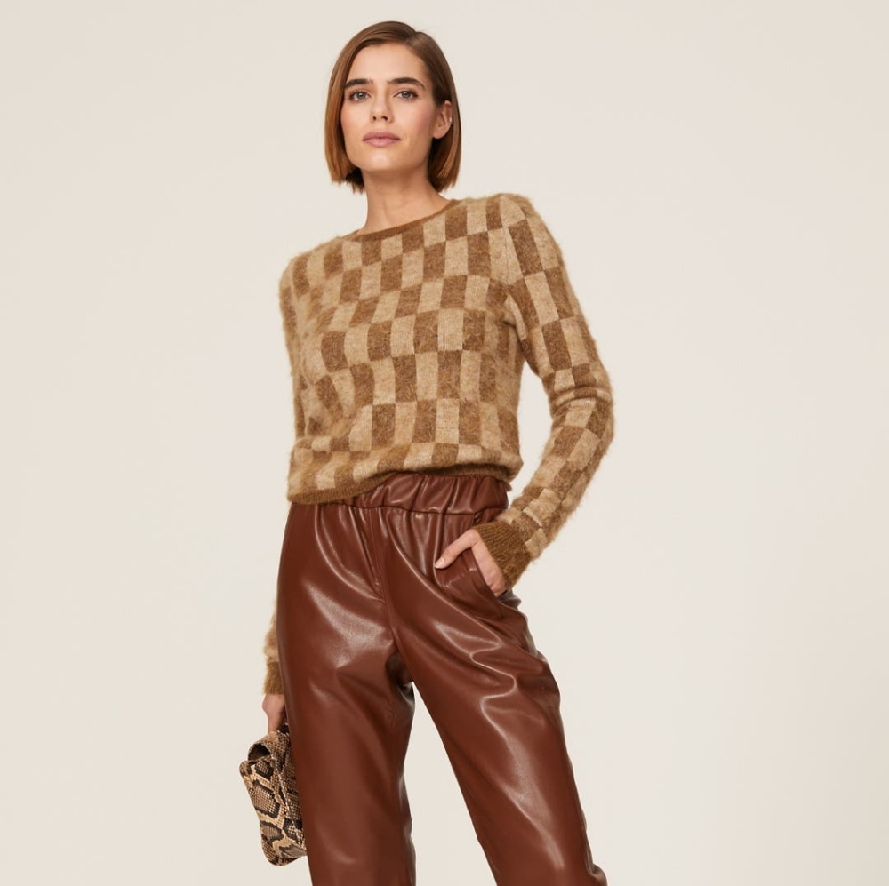 EUC Nanushka Scandi Quiet Luxury Wool & Alpaca "Feline Check Sweater", Women's S